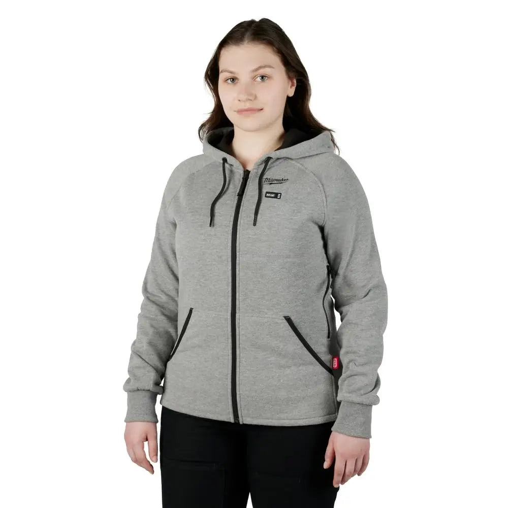 Open Box -  Milwaukee Tool Women's Large M12 12V Li-Ion Cordless Gray Heated Hoodie/Sweater Kit w/ (1) 2Ah Battery and Charger Milwaukee ToolBullseye Deals