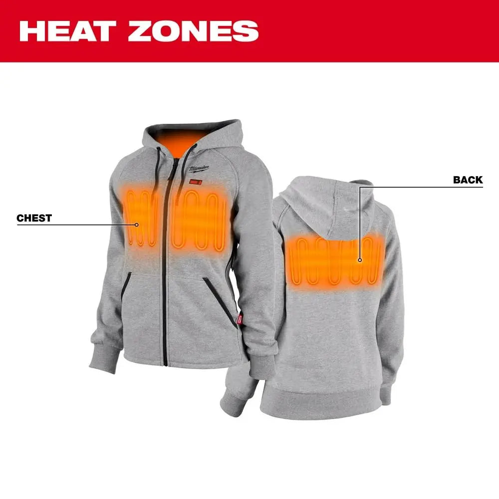Open Box -  Milwaukee Tool Women's Large M12 12V Li-Ion Cordless Gray Heated Hoodie/Sweater Kit w/ (1) 2Ah Battery and Charger Milwaukee ToolBullseye Deals
