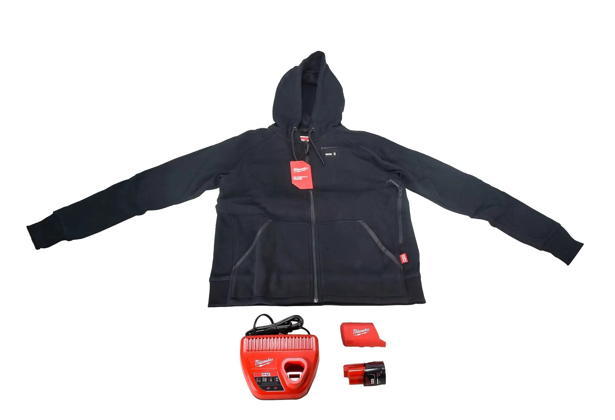 Open Box -  Milwaukee Tool Women's Medium M12 12V Li-Ion Cordless Black Heated Hoodie/Sweater Kit w/ (1) 2Ah Battery, Charger Milwaukee ToolBullseye Deals