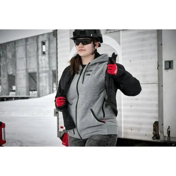 Open Box -  Milwaukee Tool Women's Medium M12 12V Li-Ion Cordless Gray Heated Hoodie/Sweater Kit w/ (1) 2Ah Battery and Charger Milwaukee ToolBullseye Deals