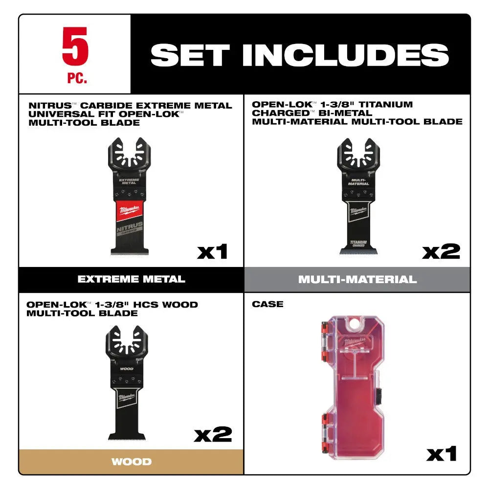 Open Box -  Multi-Tool Oscillating Blade Kit w/ NITRUS & Bi-Metal Blades (5-Piece) MilwaukeeBullseye Deals