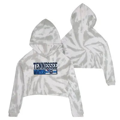 Open Box - NFL Tennessee Titans Girls' Gray Tie-Dye Crop Hooded Sweatshirt - M NFLBullseye Deals