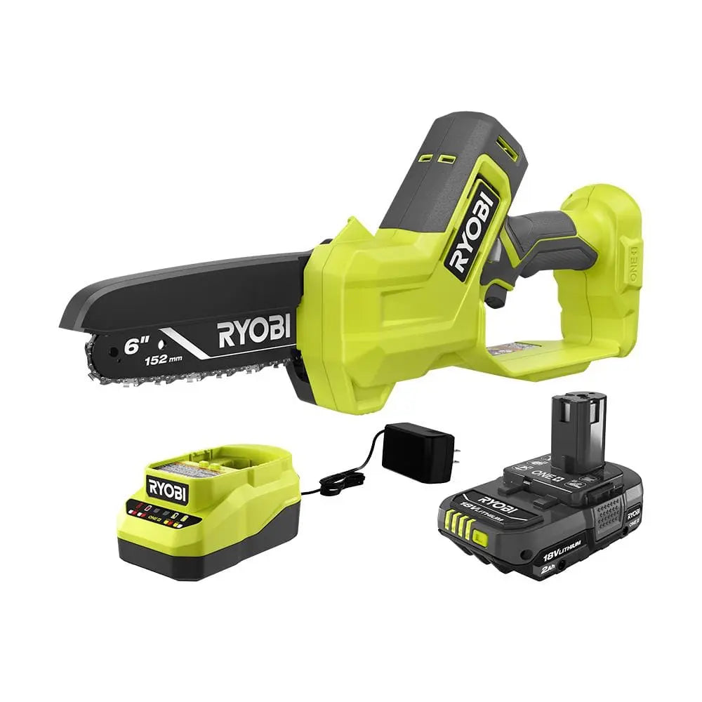 Open Box - ONE+ 18V 6 in. Cordless Battery Compact Pruning Mini Chainsaw with 2.0 Ah Battery and Charger RYOBIBullseye Deals