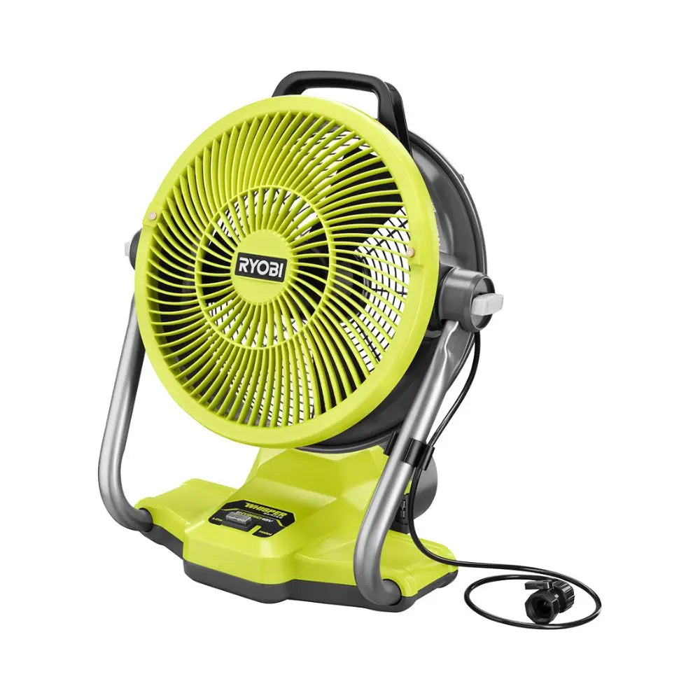 Open Box - ONE+ 18V Cordless Hybrid WHISPER SERIES 12 in. Misting Cannon Fan (Tool Only), RYOBI Green RYOBIBullseye Deals
