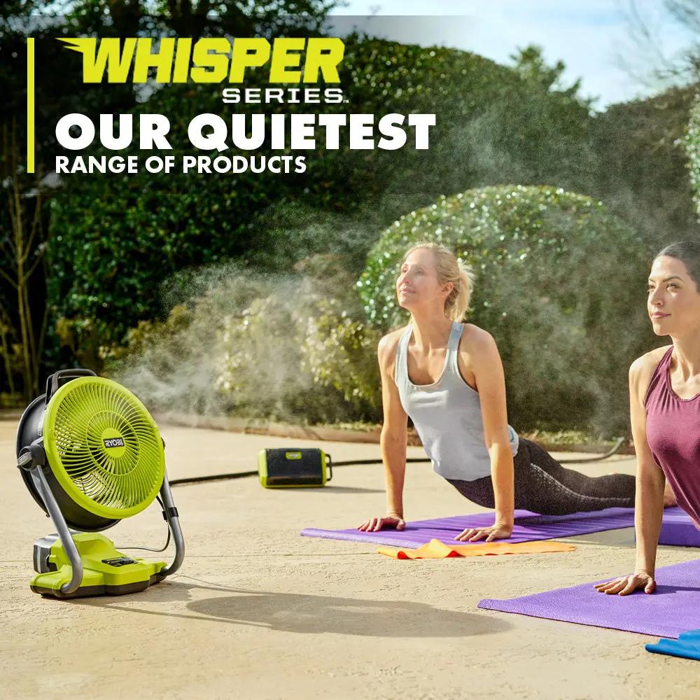 Open Box -  ONE+ 18V Cordless Hybrid WHISPER SERIES 12 in. Misting Cannon Fan (Tool Only), RYOBI Green RYOBIBullseye Deals