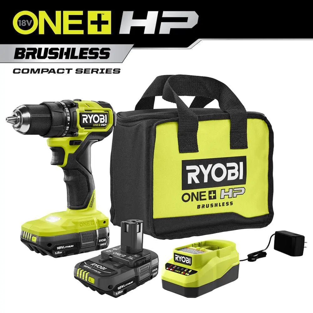 Open Box - ONE+ HP 18V Brushless Cordless Compact 1/2in. Drill/Driver Kit with (2) 1.5 Ah Batteries and Charger RYOBIBullseye Deals