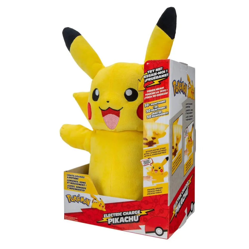 Pokemon Electric Charge Pikachu Plush Interactive 30+ Reactions Light ...