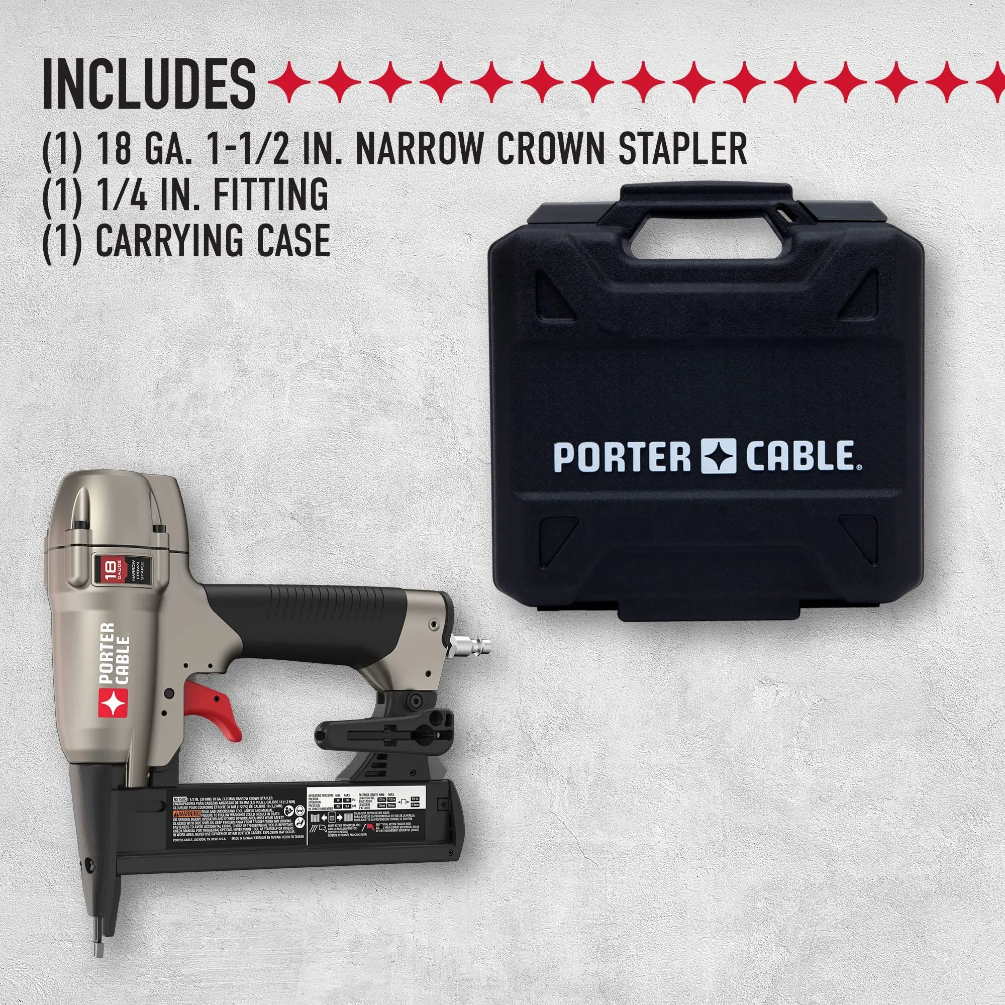 Open Box -  Porter-Cable Pneumatic 18-Gauge 1-1/2 in. Narrow Crown Stapler Kit Porter-CableBullseye Deals