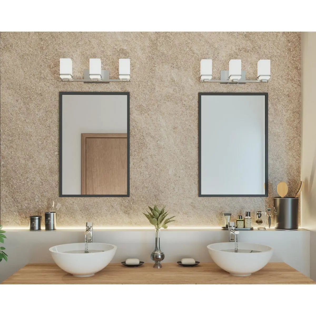 Open Box - Progress Lighting P2195-09 Metric 3 Light 22" Vanity Light with Patterned/Etched ProgressBullseye Deals