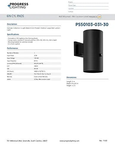 Open Box - Progress Lighting P550103-031-30 - Wall Sconces Outdoor Lighting Progress LightingBullseye Deals