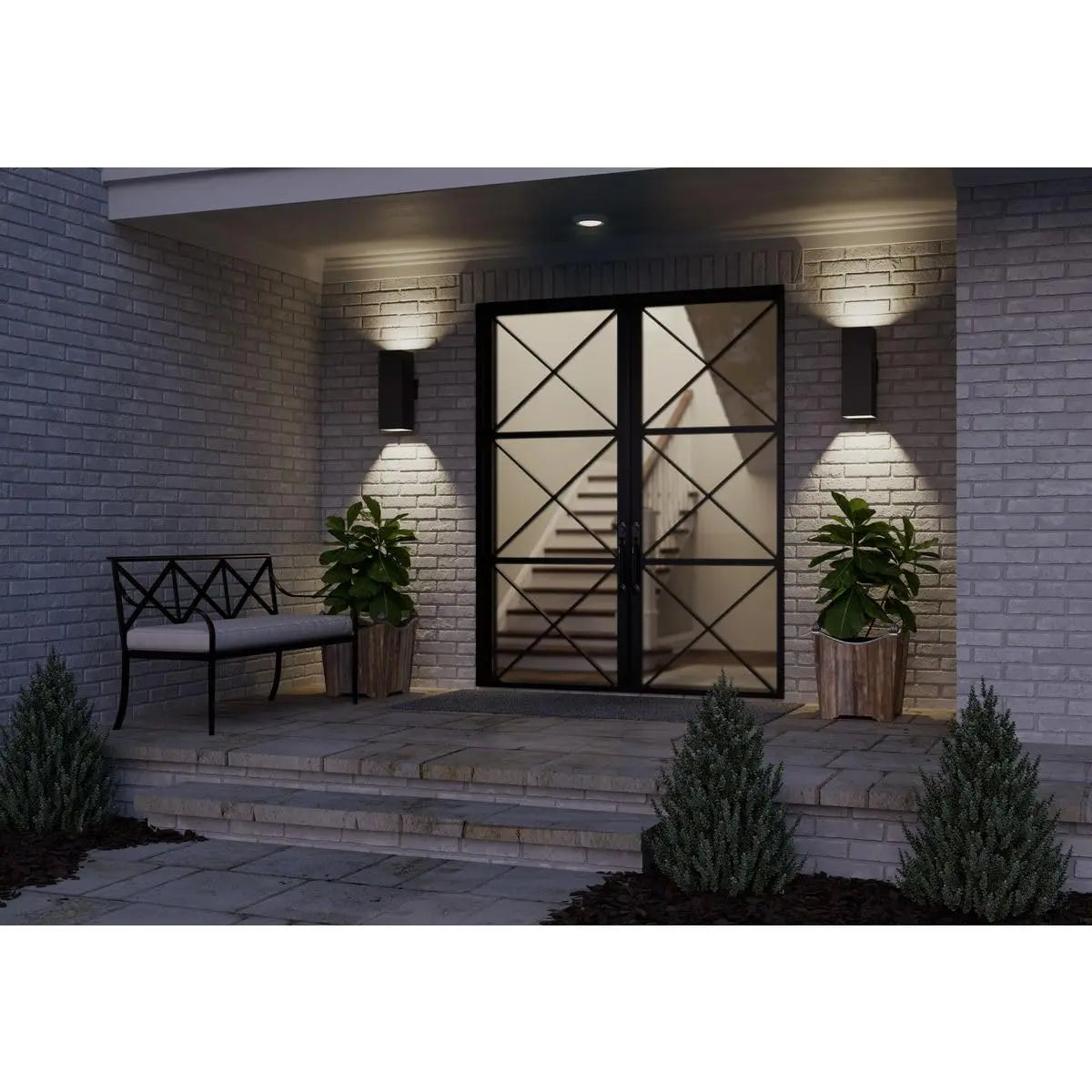 Open Box - Progress Lighting P5644-31 Square 2 Light Outdoor Wall Sconce with Metal Cylinde Progress LightingBullseye Deals