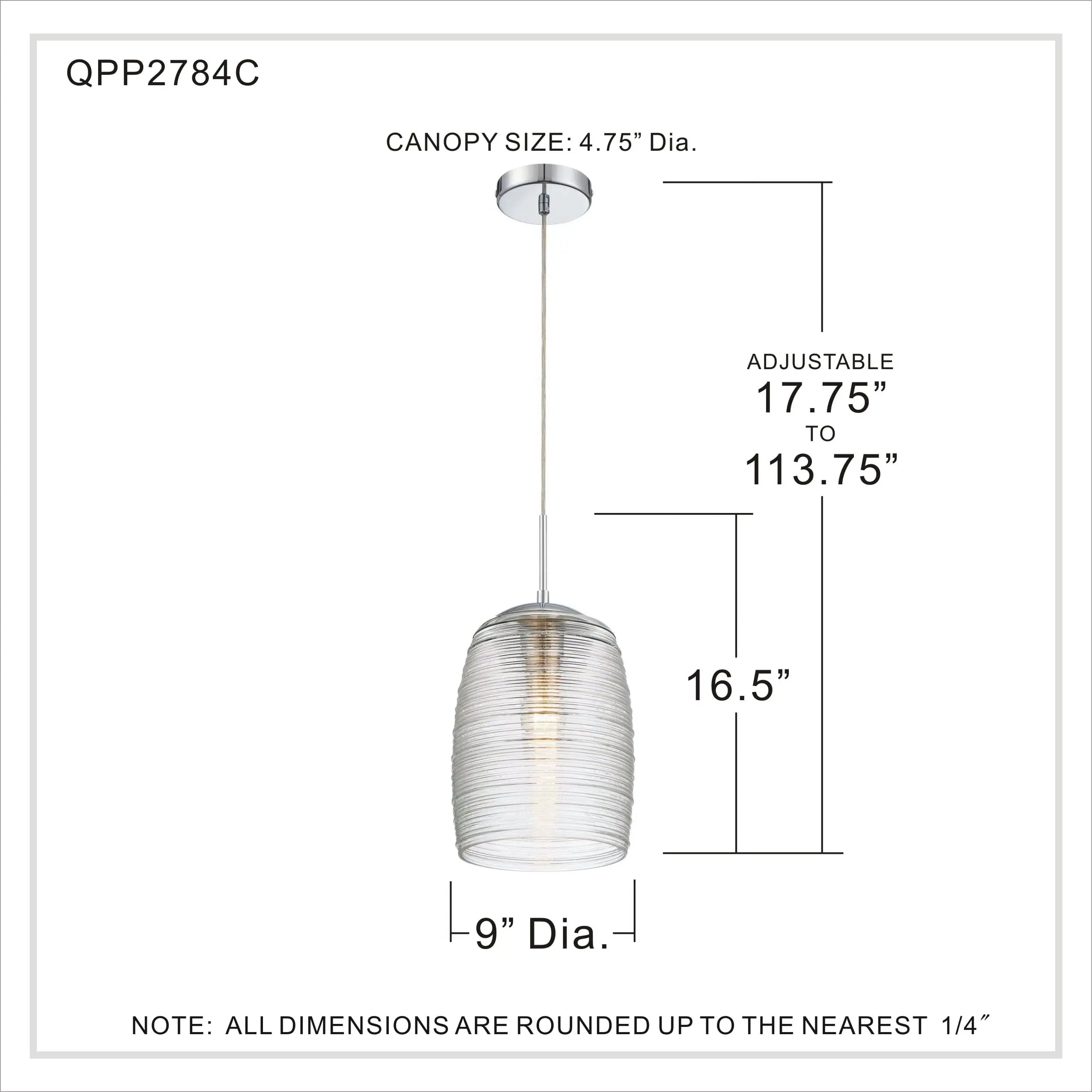 Open Box -  Quoizel Rebound 9  Wide Polished Chrome Modern Mini Pendant QuoizelBullseye Deals