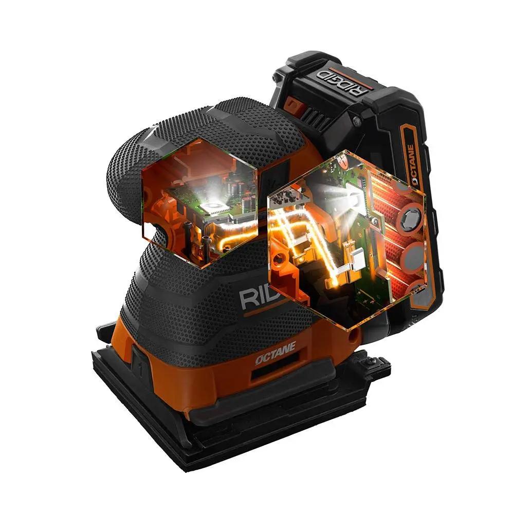 Open Box -  RIDGID 18-Volt OCTANE Cordless Brushless 3-Speed 1/4 Sheet Sander RIDGIDBullseye Deals