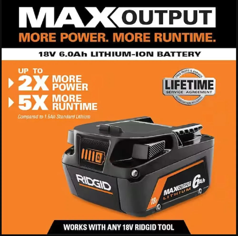 Open Box -  RIDGID 18V 6.0 Ah MAX Output Lithium-Ion Battery RIDGIDBullseye Deals