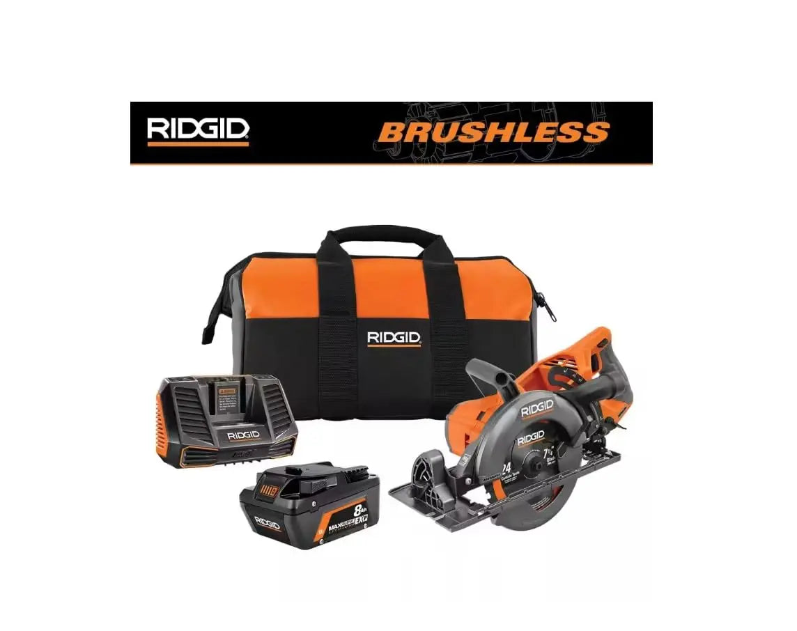 Open Box -  RIDGID 18V Brushless 7-1/4" in. Rear Handle Circular Saw with 8.0Ah MAX Output EXP Battery RIDGIDBullseye Deals