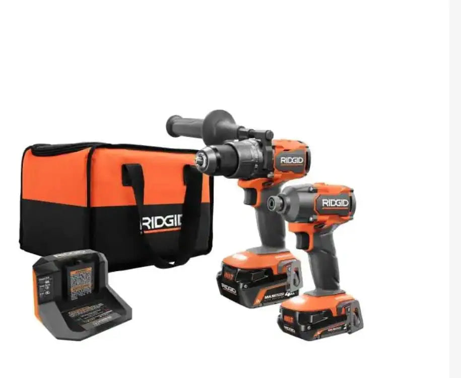 Open Box -  RIDGID 18V Brushless Cordless 2-Tool Combo Kit with Hammer Drill, Impact Driver, (2) Batteries, Charger, and Bag RIDGIDBullseye Deals