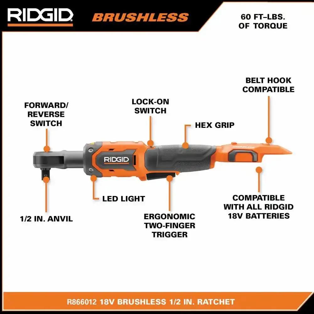 Open Box -  RIDGID 18V Brushless Cordless 3/8 in. Ratchet (Tool Only) RIDGIDBullseye Deals