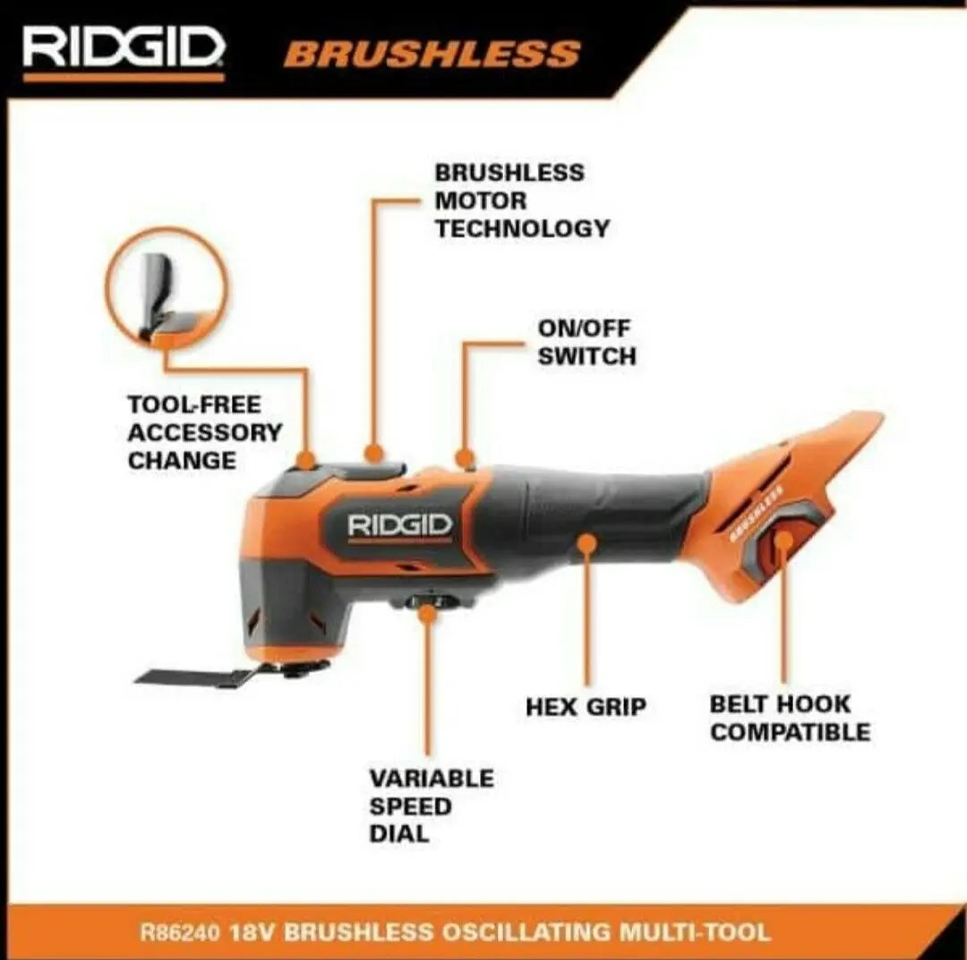 Open Box -  RIDGID 18V Brushless Cordless Oscillating Multi-Tool (Tool Only) - Secondipity