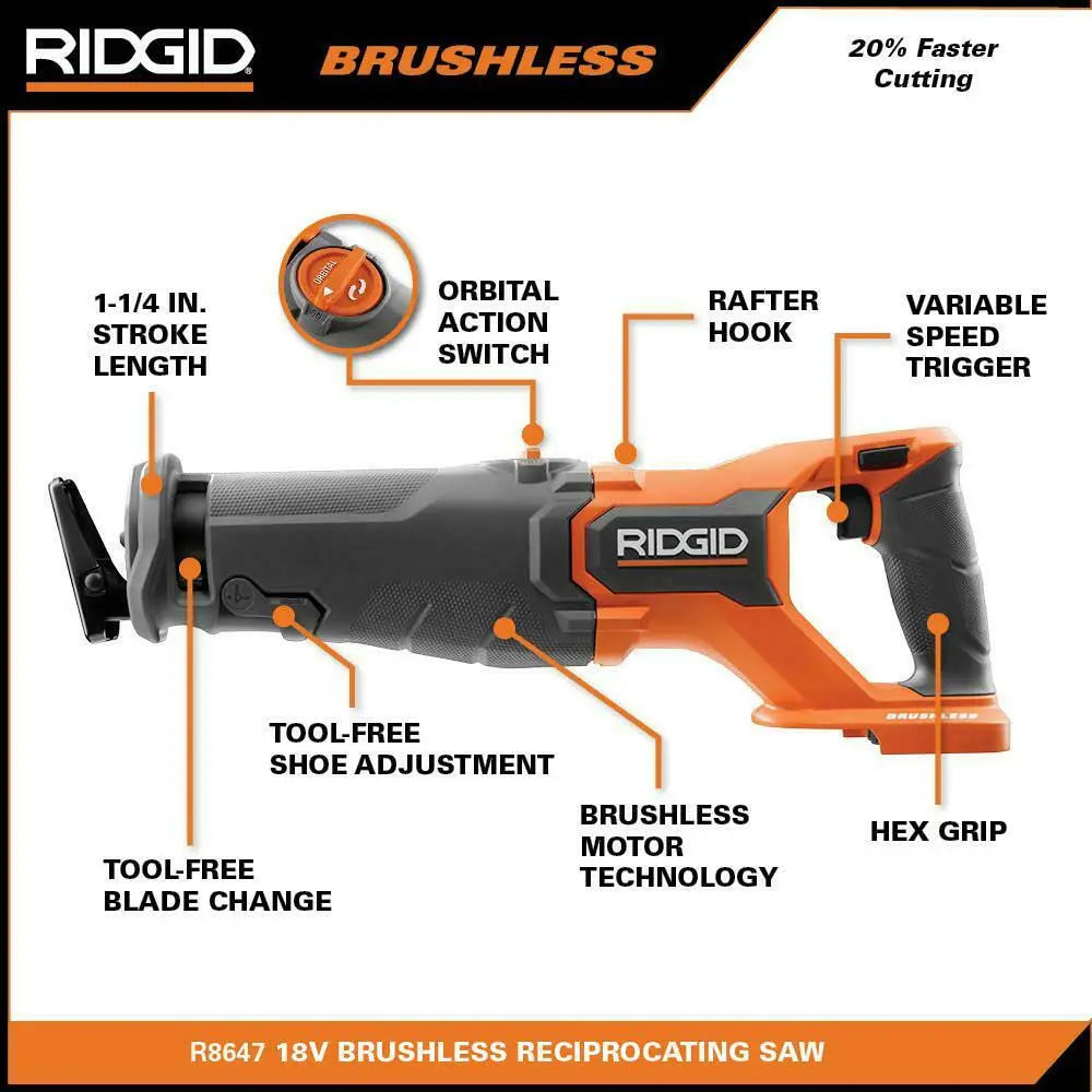 Open Box -  RIDGID 18V Brushless Cordless Reciprocating Saw (Tool Only) RIDGIDBullseye Deals