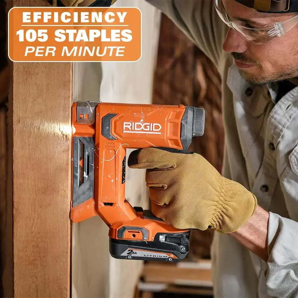 Open Box -  RIDGID 18V Cordless 3/8-inch Crown Stapler (Tool-Only) - Secondipity