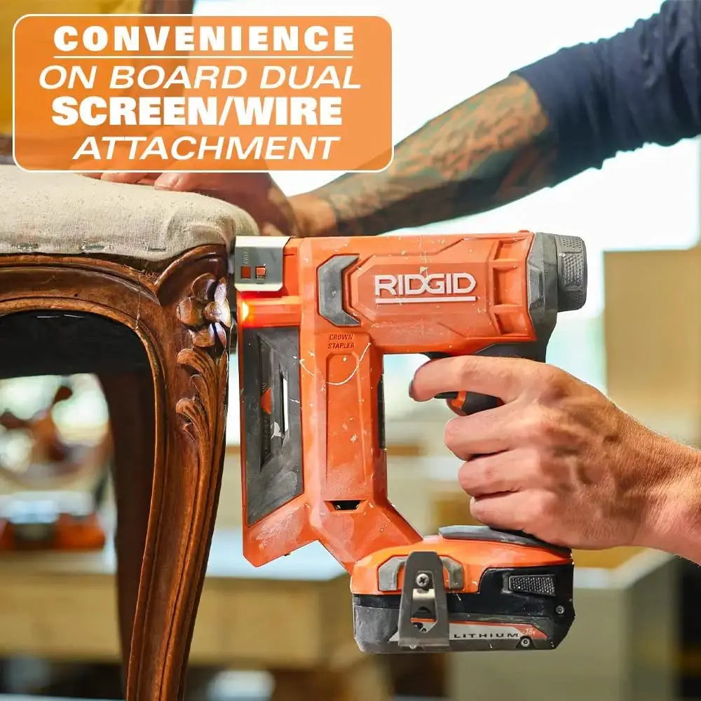 Open Box -  RIDGID 18V Cordless 3/8-inch Crown Stapler (Tool-Only) - Secondipity