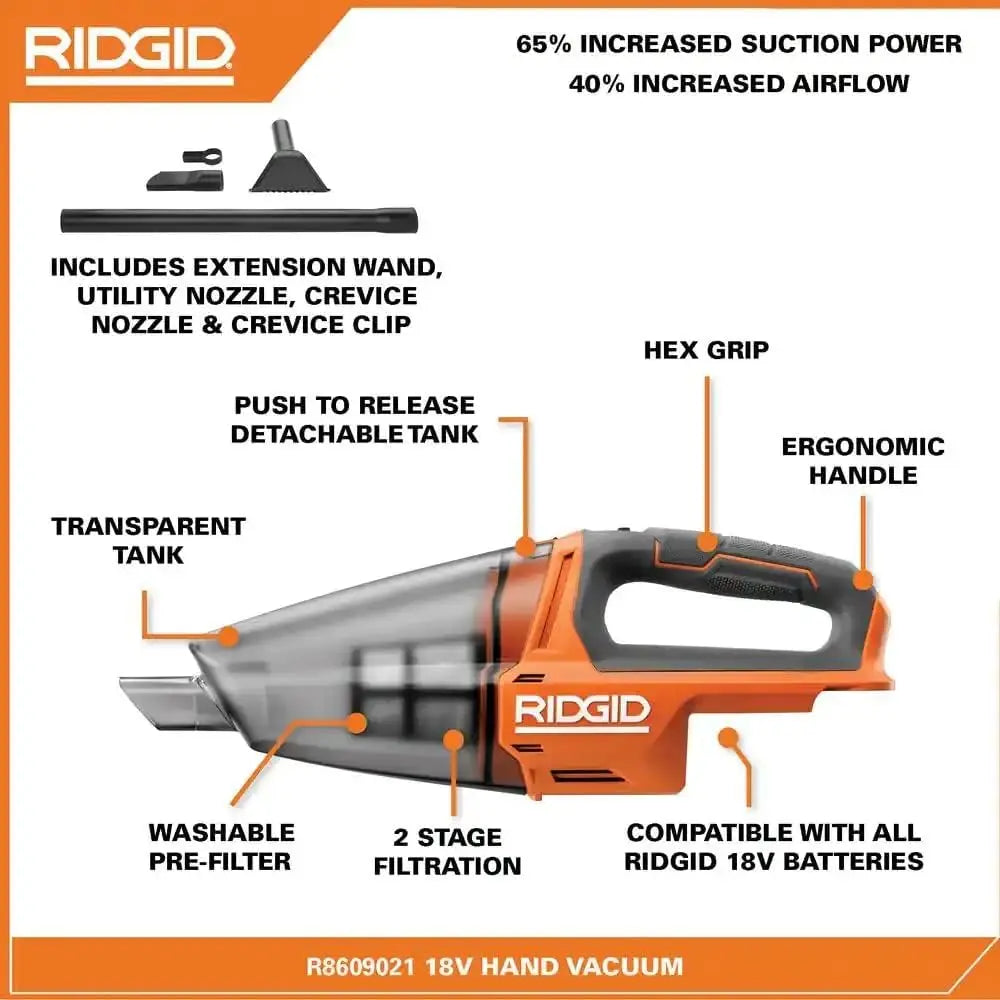 Open Box -  RIDGID 18V Cordless Hand Vacuum Kit with 2.0 Ah Battery and Charger RIDGIDBullseye Deals