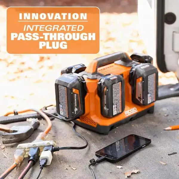 Open Box -  RIDGID 18V Lithium-Ion 6-Port Sequential battery Charger (Tool-Only) RIDGIDBullseye Deals