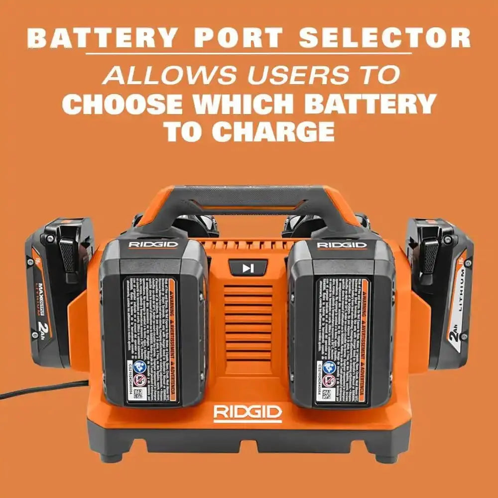 Open Box -  RIDGID 18V Lithium-Ion 6-Port Sequential battery Charger (Tool-Only) RIDGIDBullseye Deals