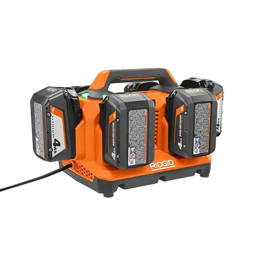 Open Box -  RIDGID 18V Lithium-Ion 6-Port Sequential battery Charger (Tool-Only) RIDGIDBullseye Deals