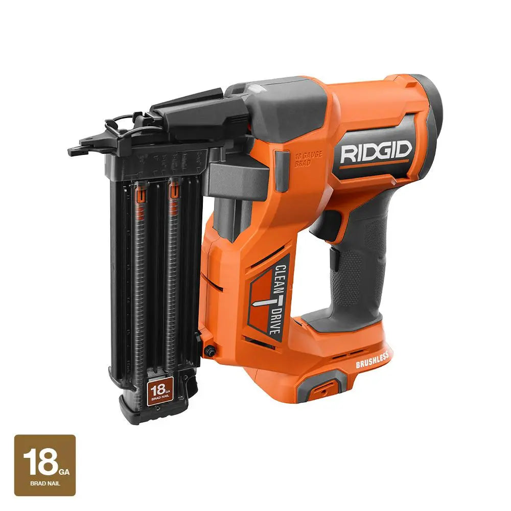 Open Box - RIDGID 18V Lithium-Ion Brushless Cordless 18-Gauge 2-1/8 in. Brad Nailer (Tool Only) with CLEAN DRIVE Technology RIDGIDBullseye Deals