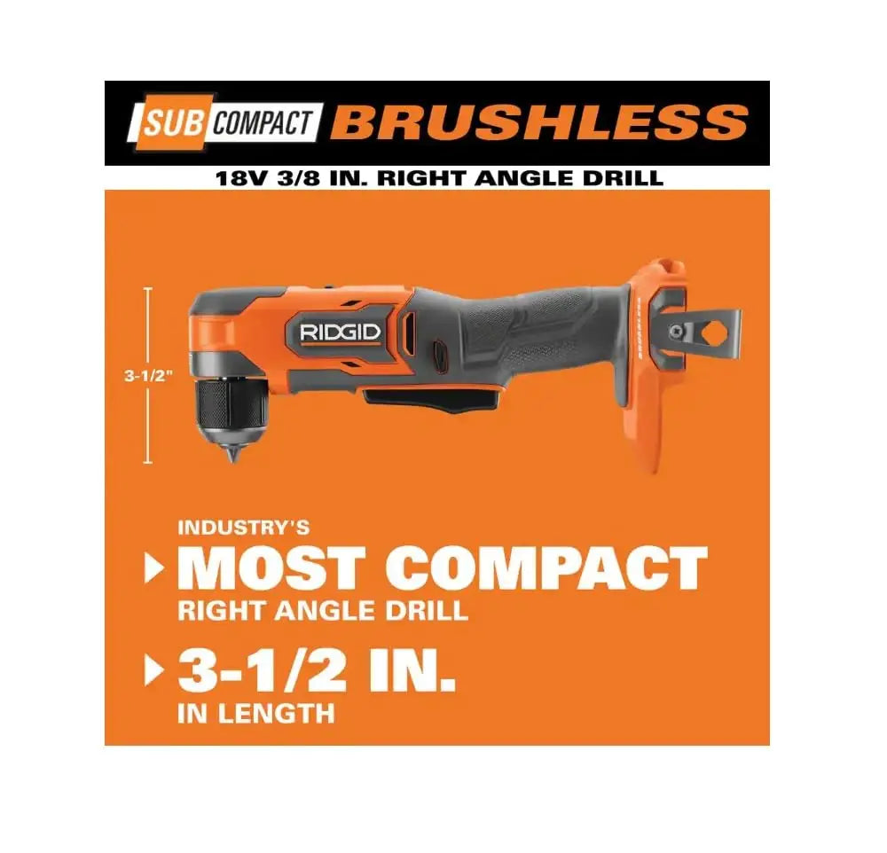 Open Box -  RIDGID 18V SubCompact Brushless Cordless 3/8 in. Right Angle Drill (Tool Only) - Secondipity