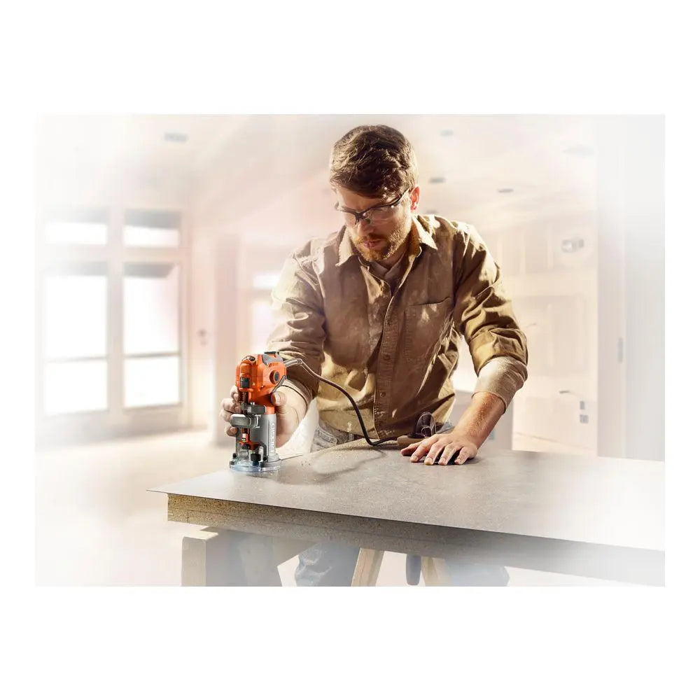 Open Box -  RIDGID 5.5 Amp Corded Compact Power Trim Router with Micro-Adjust Dial R24012 - Secondipity