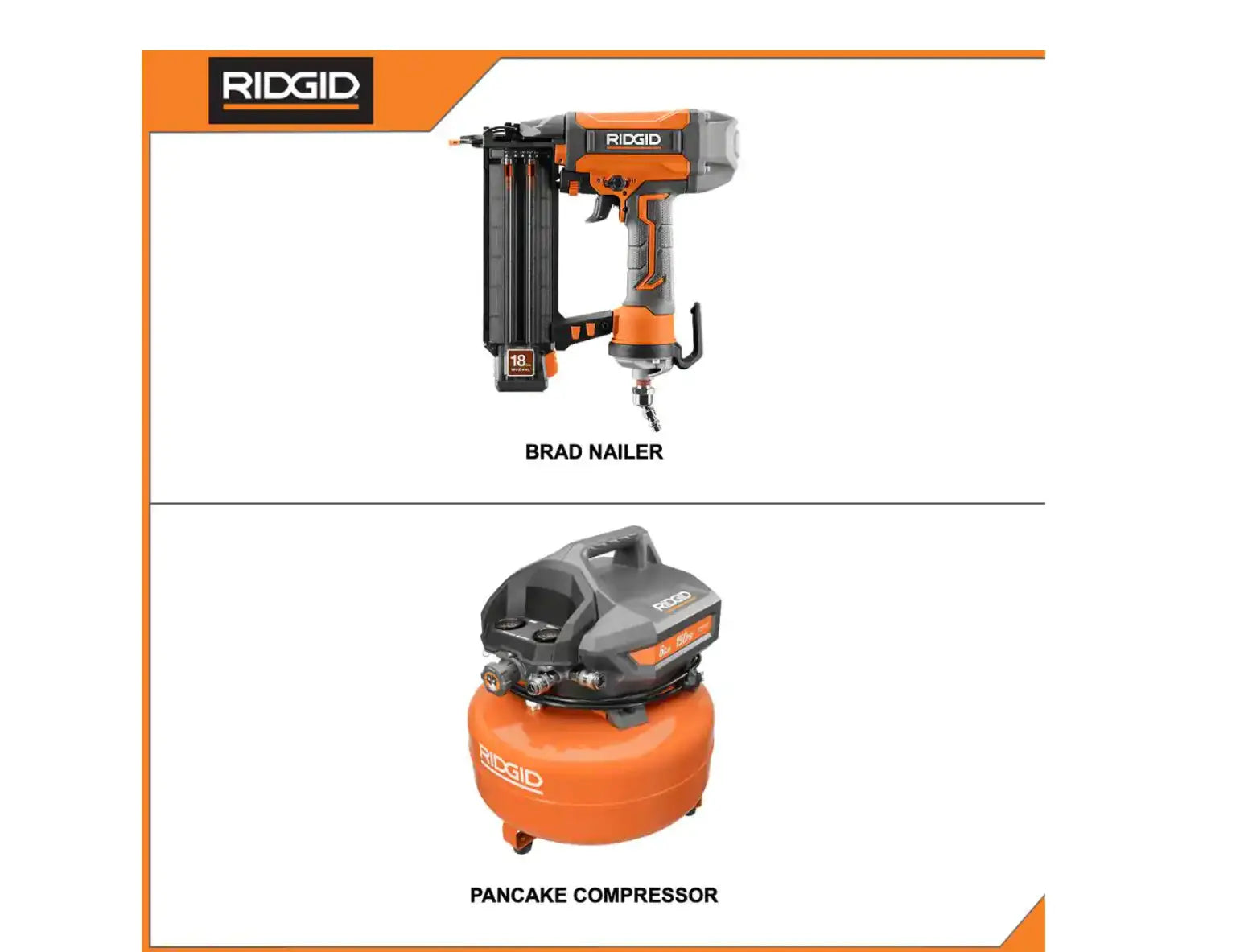 Open Box -  RIDGID 6 Gal. Electric Pancake Air Compressor and 18-Gauge 2-1/8 in. Brad Nailer RIDGIDBullseye Deals