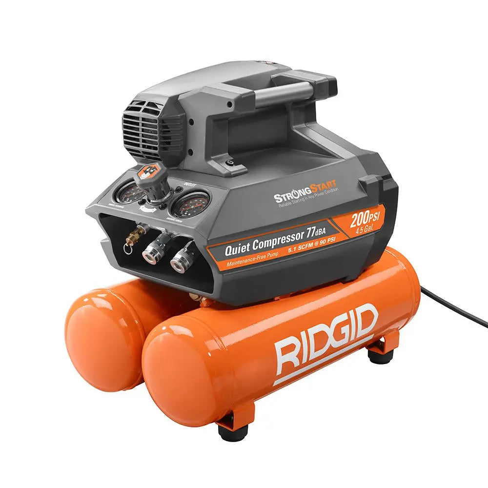 Open Box -  RIDGID OF45200SS 4.5 Gal. Portable Electric Quiet Air Compressor RIDGIDBullseye Deals