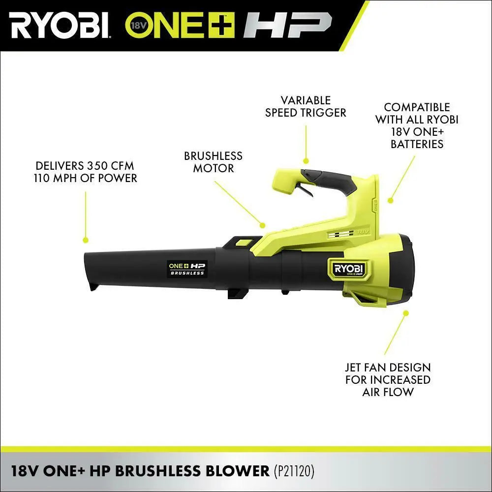 Open Box -  RYOBI 110 MPH 350 CFM ONE+ HP 18-Volt Brushless Lithium-Ion Cordless Variable-Speed Jet Fan Blower (Tool-Only) RYOBIBullseye Deals