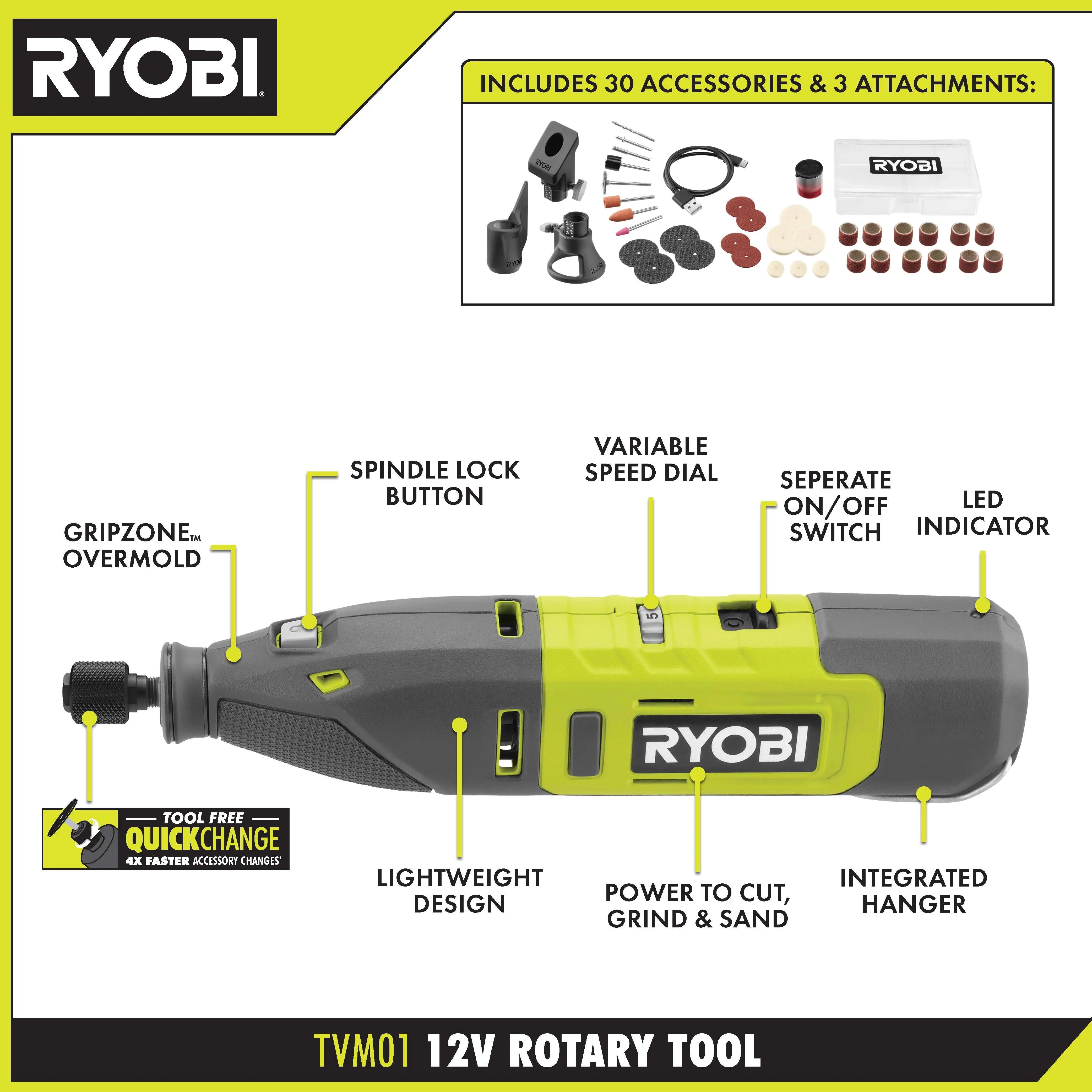 Open Box -  RYOBI 12V Cordless Rotary Tool Kit RYOBIBullseye Deals