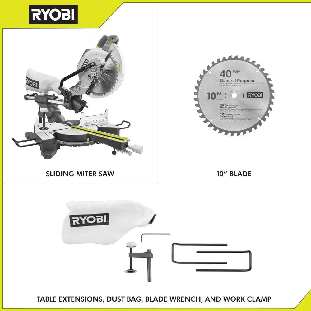 Open Box -  RYOBI 15 Amp 10 in. Sliding Compound Miter Saw - TSS103 RYOBIBullseye Deals