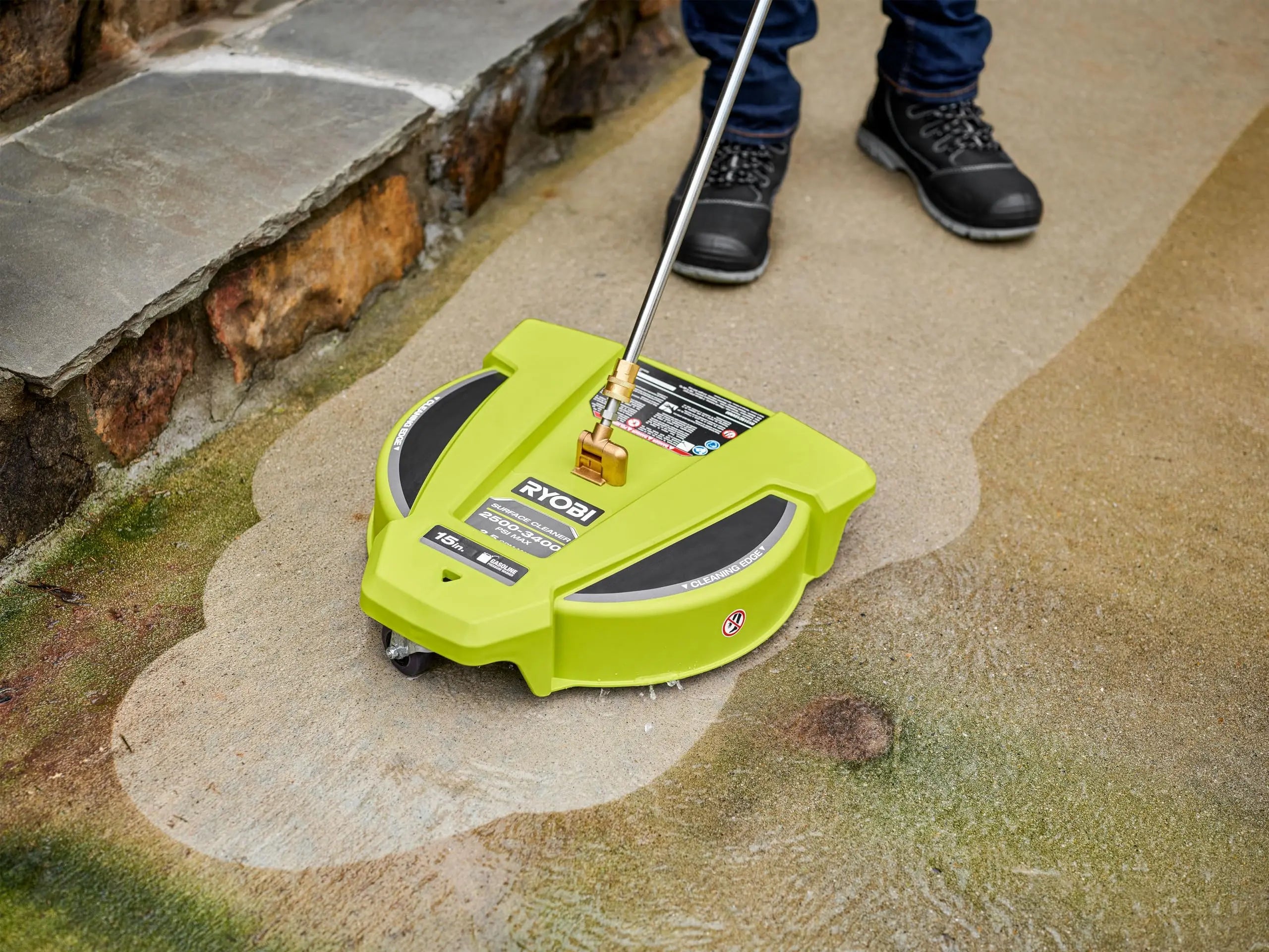 Open Box - RYOBI 15 in. 3400 PSI Gas Pressure Washer Surface Cleaner with Caster Wheels RYOBIBullseye Deals