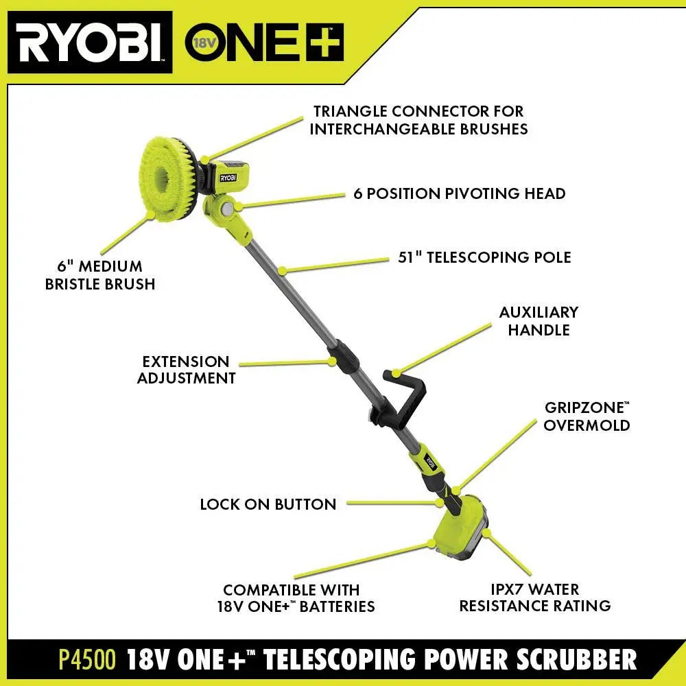 Open Box - RYOBI 18-Volt ONE+ Cordless Telescoping Power Scrubber P4500 (Tool Only) RyobiBullseye Deals