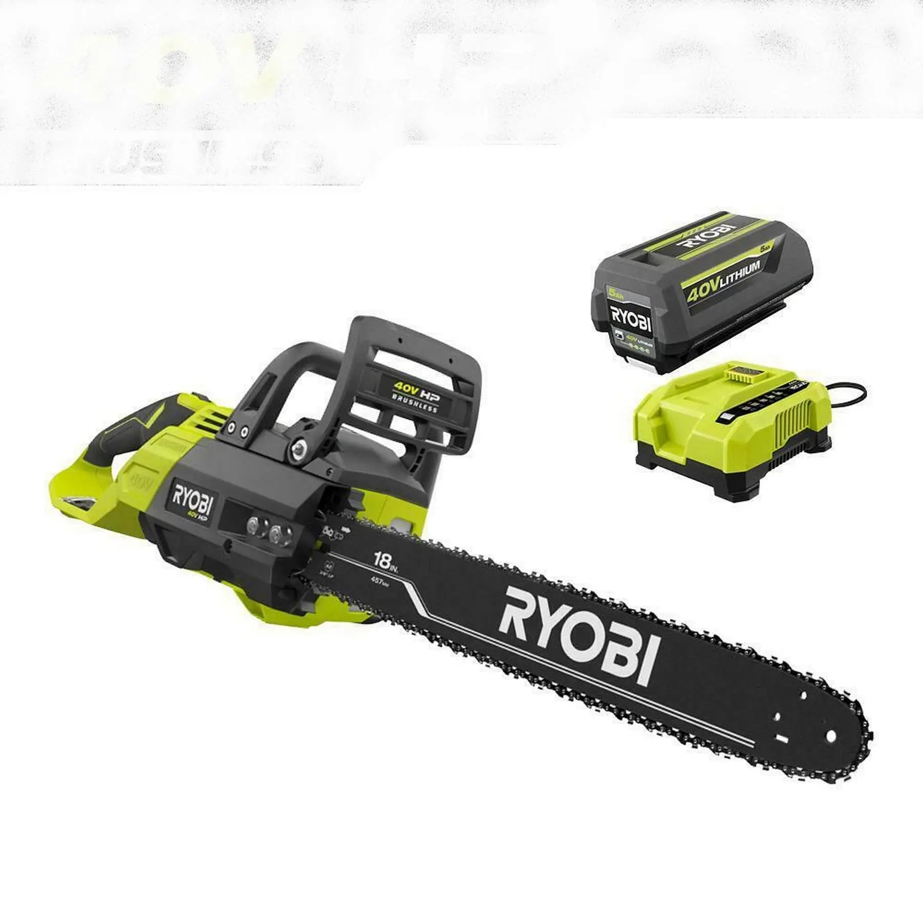 Open Box -  RYOBI 18 in. HP 40V Brushless Lithium-Ion Electric Cordless Battery Chainsaw - 5.0 Ah Battery and Charger Included RYOBIBullseye Deals