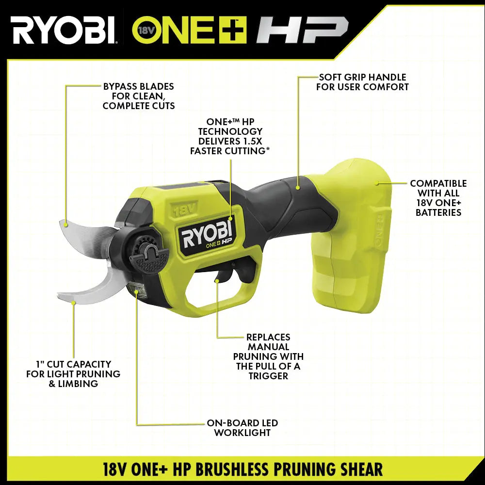 Open Box - RYOBI 18V ONE+ HP Brushless Cordless Battery Pruner (Tool Only) RYOBIBullseye Deals