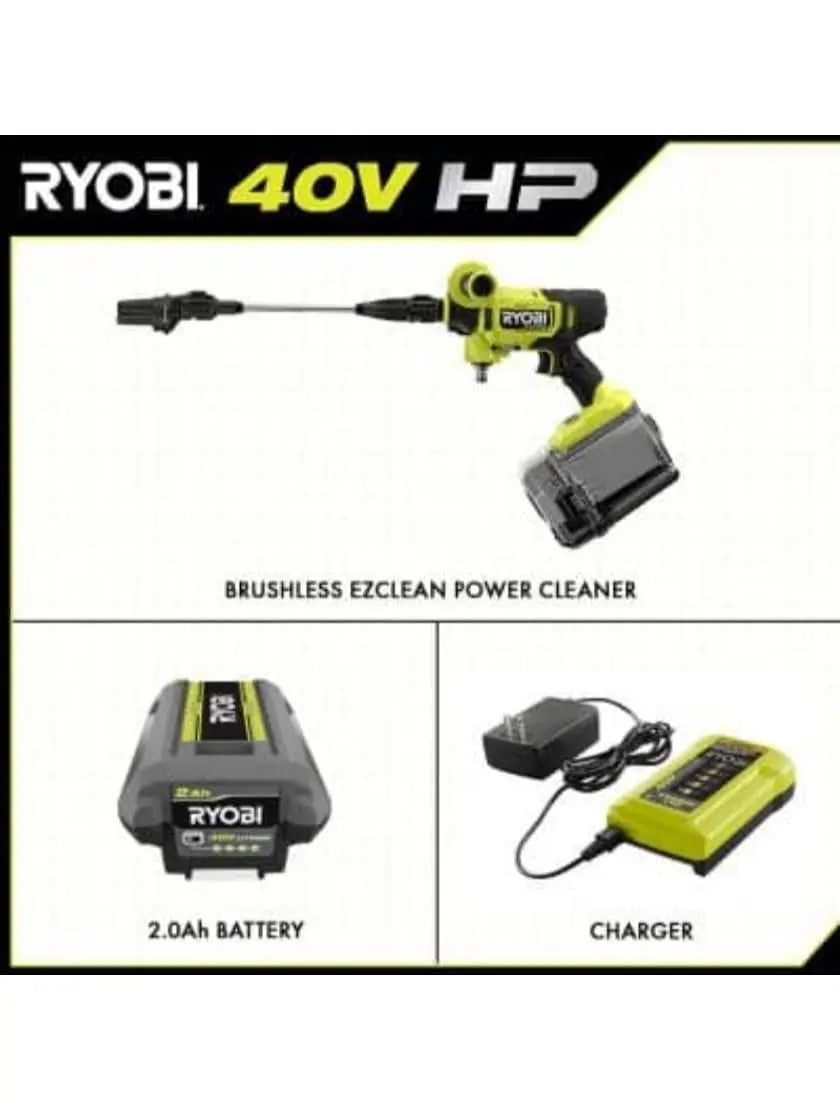 Open Box - RYOBI 40-Volt HP Brushless EZClean 600 PSI 0.7 GPM Cold Water Power Cleaner with 2.0 Ah Battery and Charger RYOBIBullseye Deals