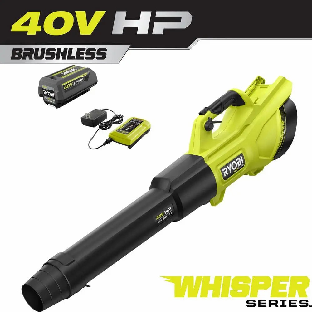 Open Box -  RYOBI 40V HP Brushless Whisper Series 155 MPH 600 CFM Cordless Battery Leaf Blower with 4.0 Ah Battery and Charger RYOBIBullseye Deals
