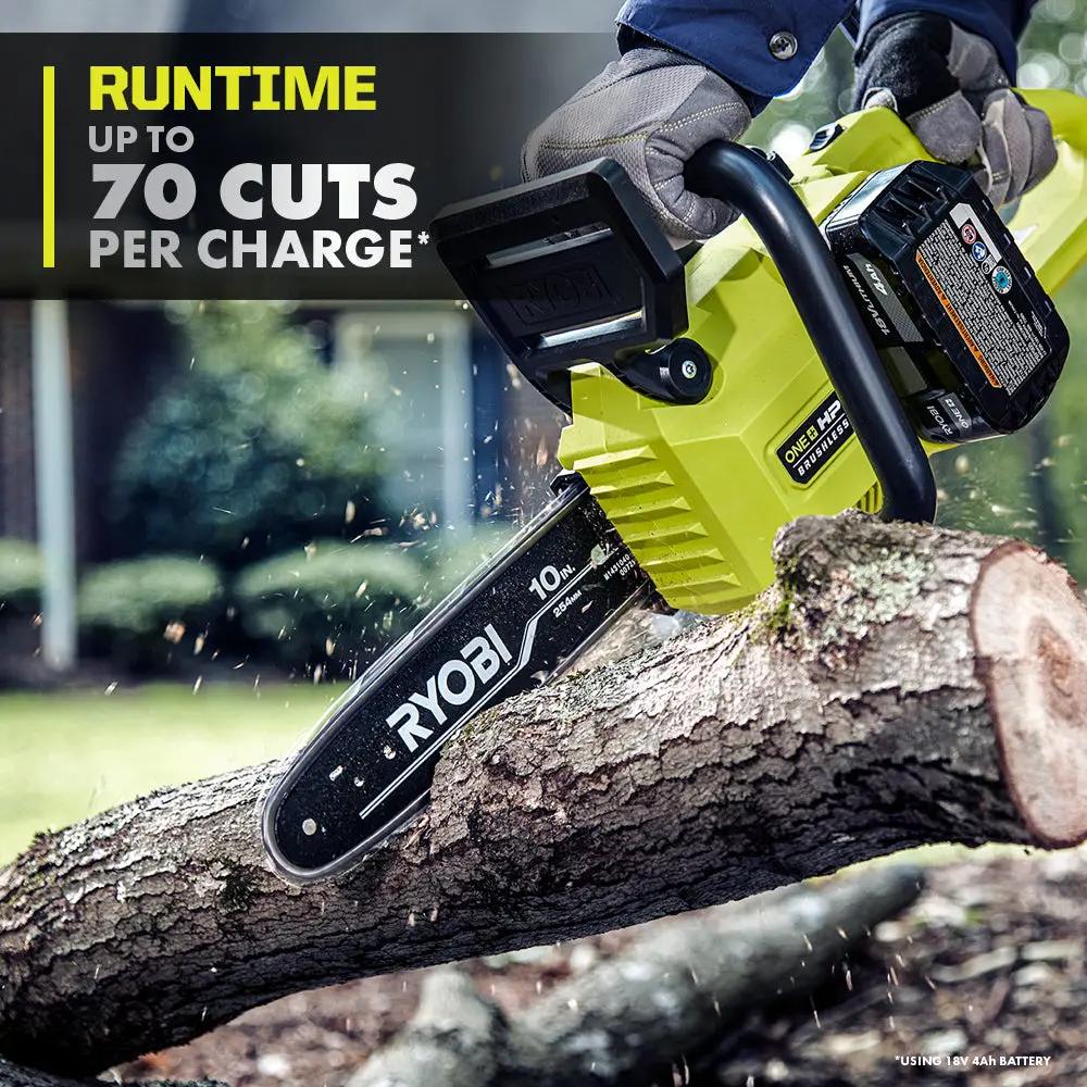 Open Box -  RYOBI ONE+ 10 in. HP 18V Brushless Lithium-Ion Electric Cordless Battery Chainsaw (Tool Only) RYOBIBullseye Deals