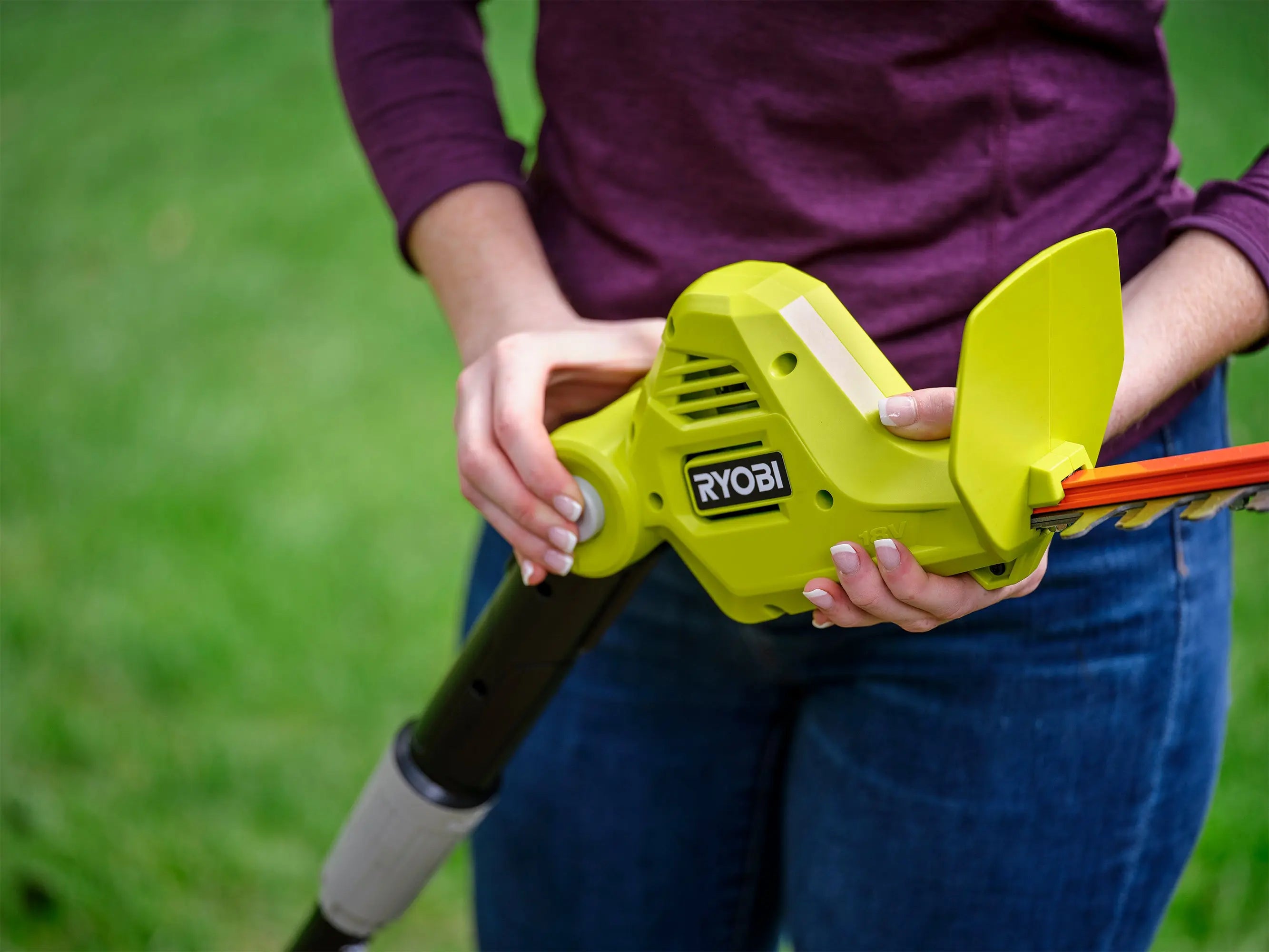 Open Box -  RYOBI ONE+ 18V 18in. Cordless Battery Pole Hedge Trimmer (Tool Only) RYOBI