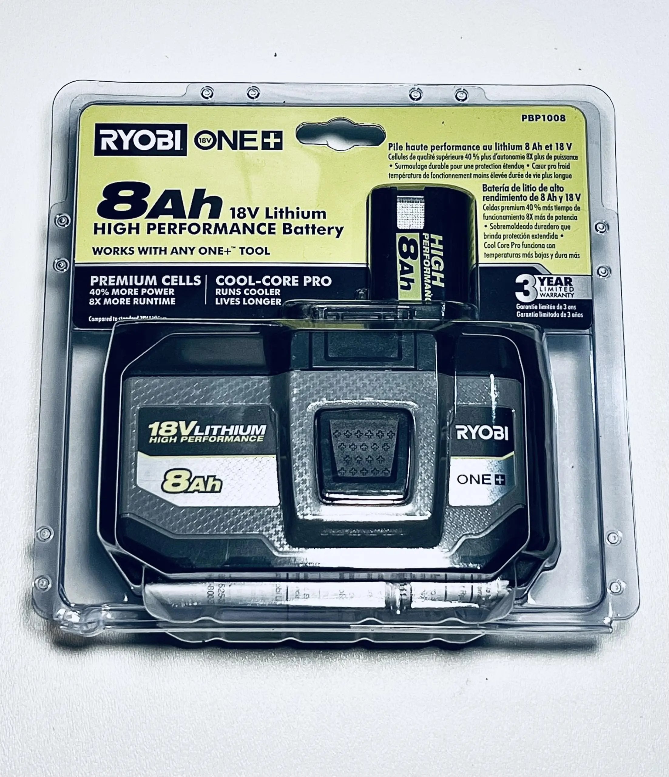 Open Box -  RYOBI ONE+ 18V 8.0 Ah Lithium-Ion HIGH PERFORMANCE Battery (PBP1008) RyobiBullseye Deals