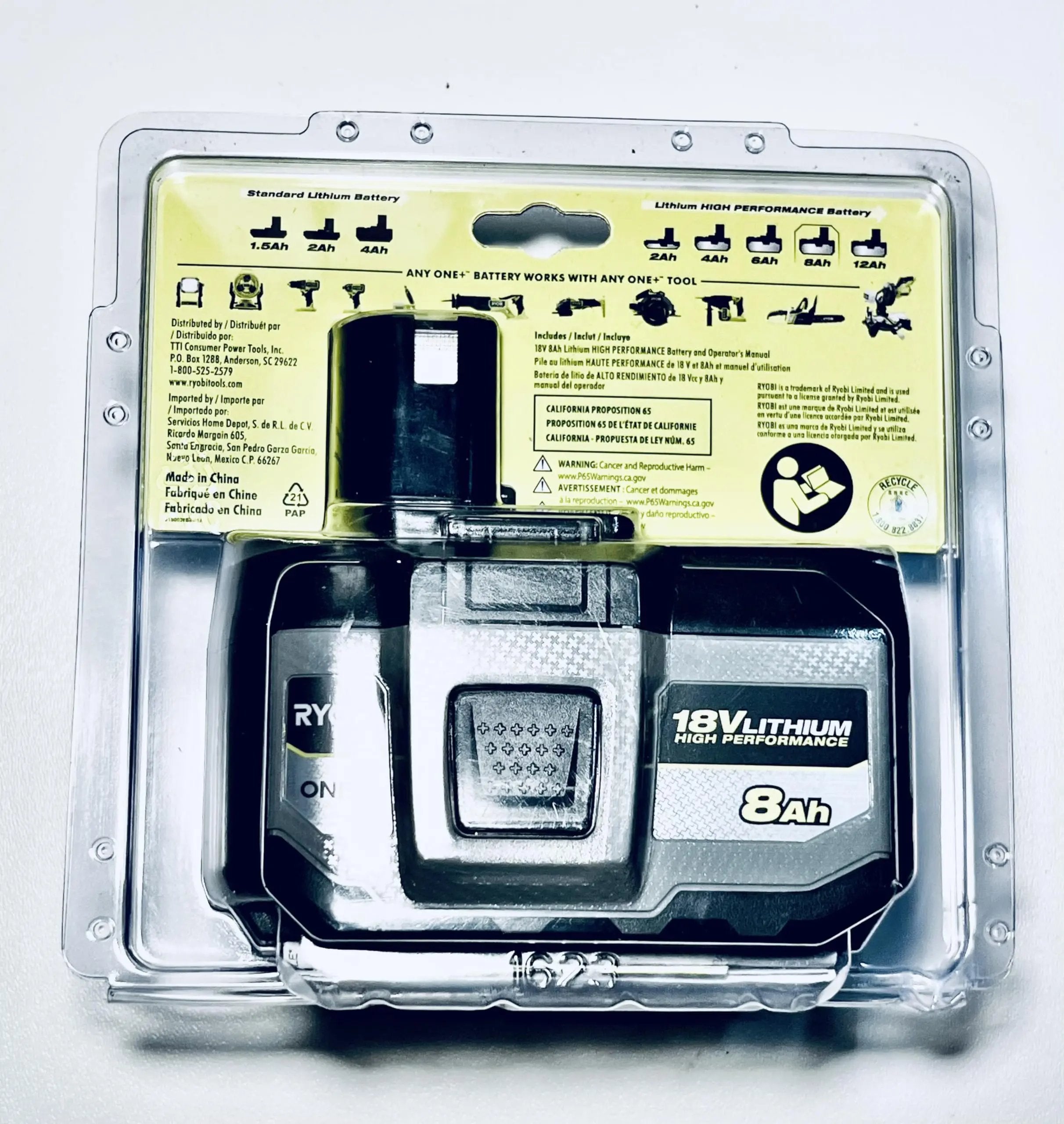 Open Box -  RYOBI ONE+ 18V 8.0 Ah Lithium-Ion HIGH PERFORMANCE Battery (PBP1008) RyobiBullseye Deals
