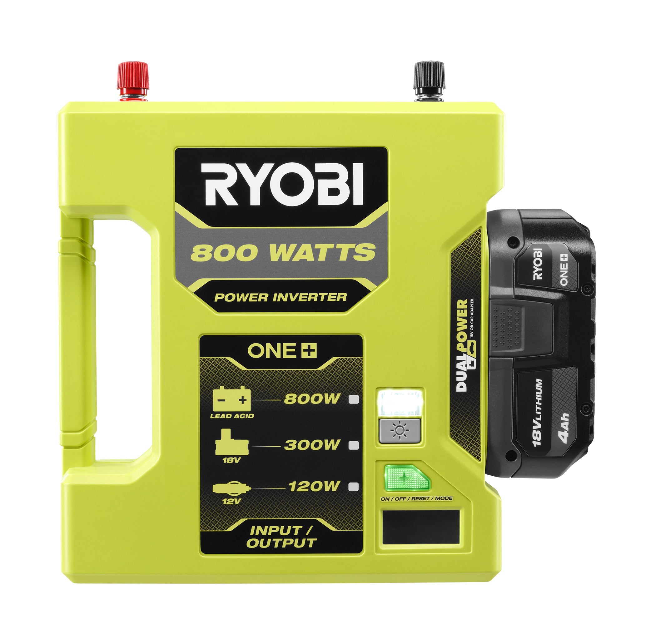 RYOBI ONE+ 18V 800Watt Max 12V Automotive Power Inverter with Dual USB