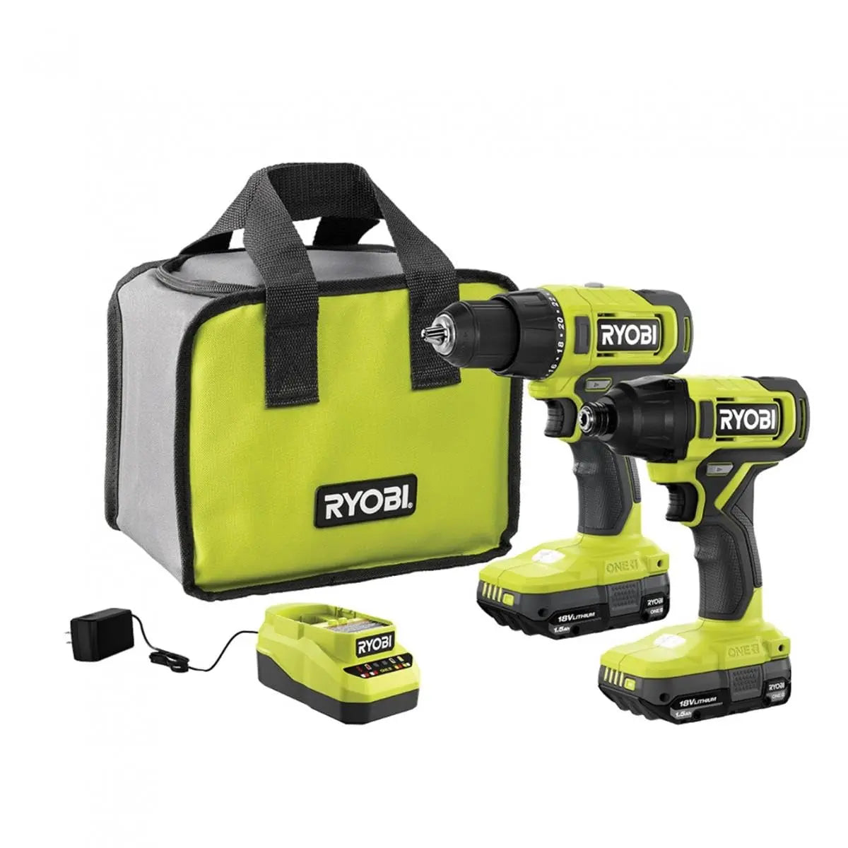 Open Box -  RYOBI ONE+ 18V Cordless 2-Tool Combo Kit with Drill/Driver, Impact Driver, (2) 1.5 Ah Batteries, and Charger RYOBIBullseye Deals