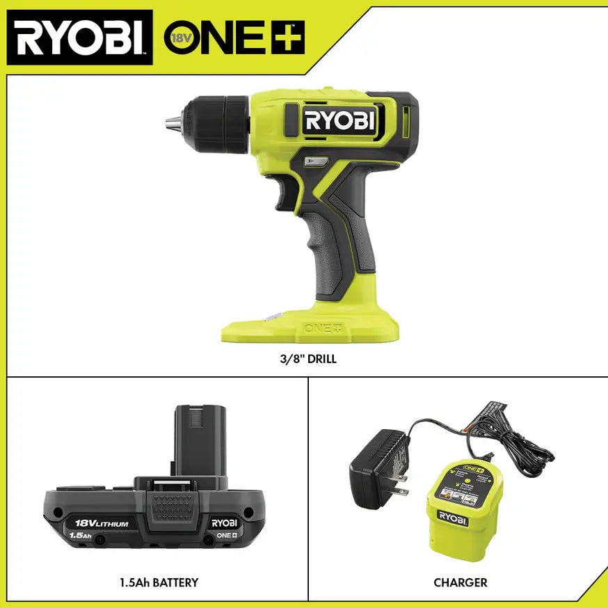 Open Box - RYOBI ONE+ 18V Cordless 3/8 in. Drill/Driver Kit with 1.5 Ah Battery and Charger RYOBIBullseye Deals